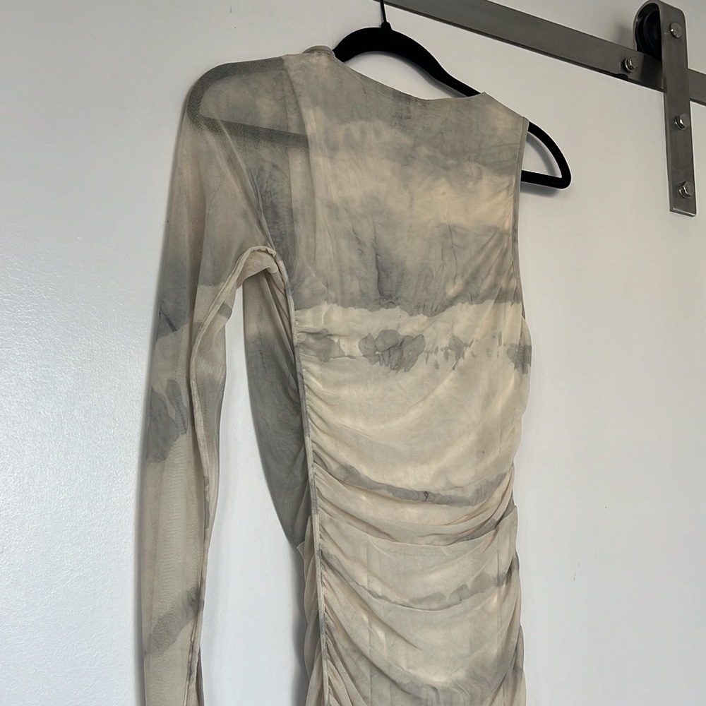 Zara Asymmetrical Printed Tulle Dress
